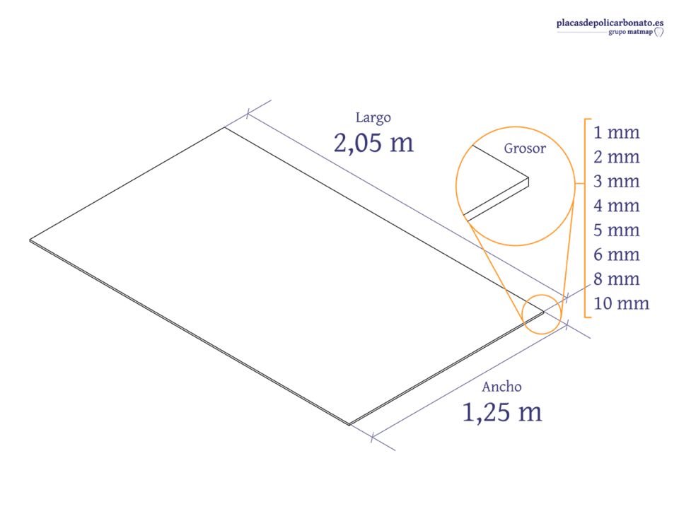 Policarbonato Compacto 205 x 125 cm