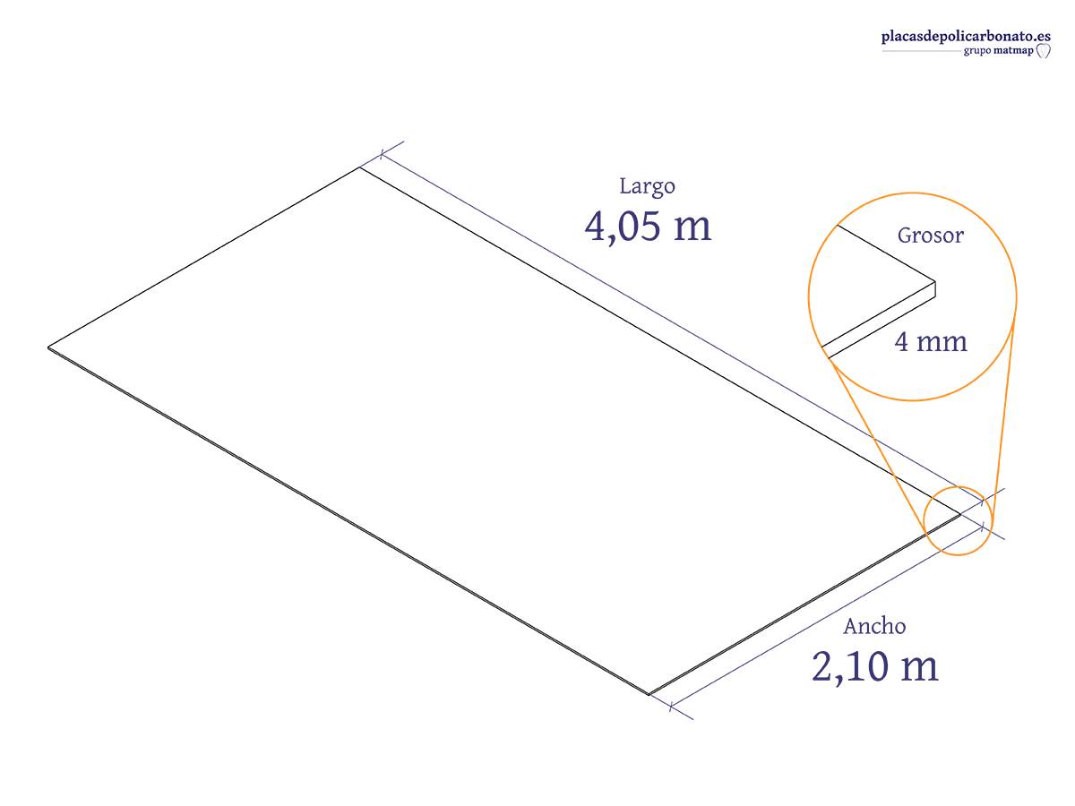 Policarbonato compacto 405 x 210 cm
