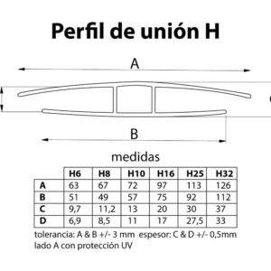Perfil en H Policarbonato 6 m