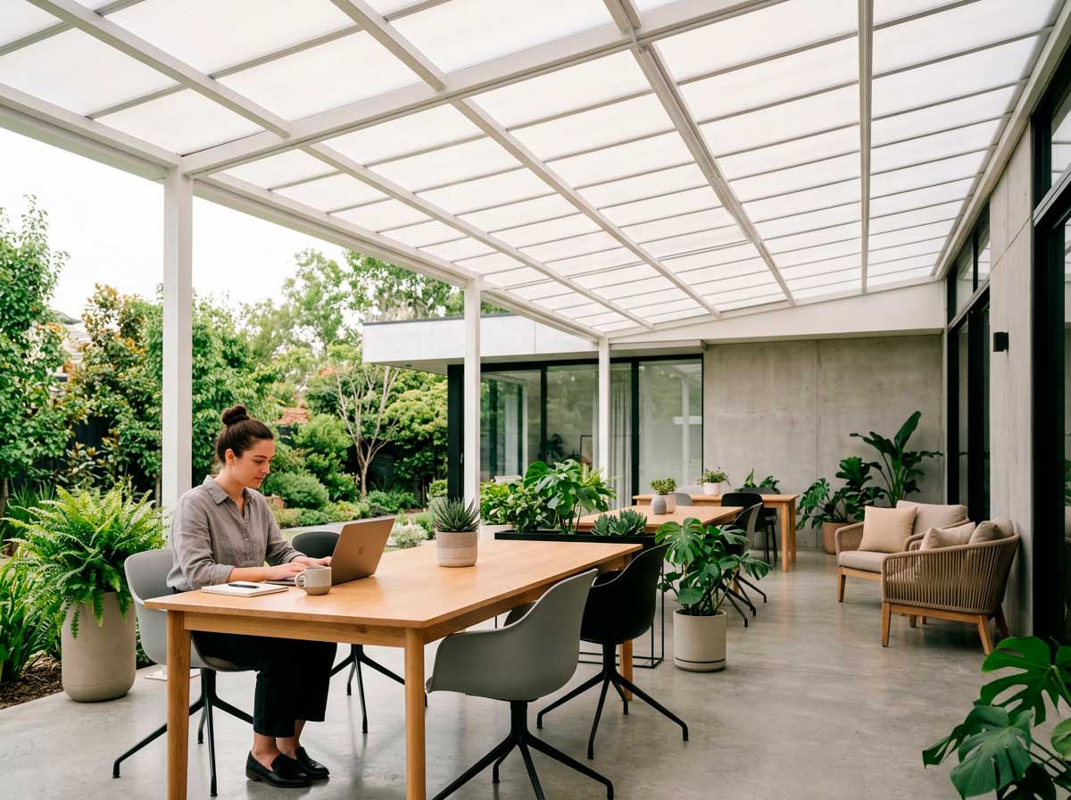 Invernadero o cubierta ligera con policarbonato celular translúcido