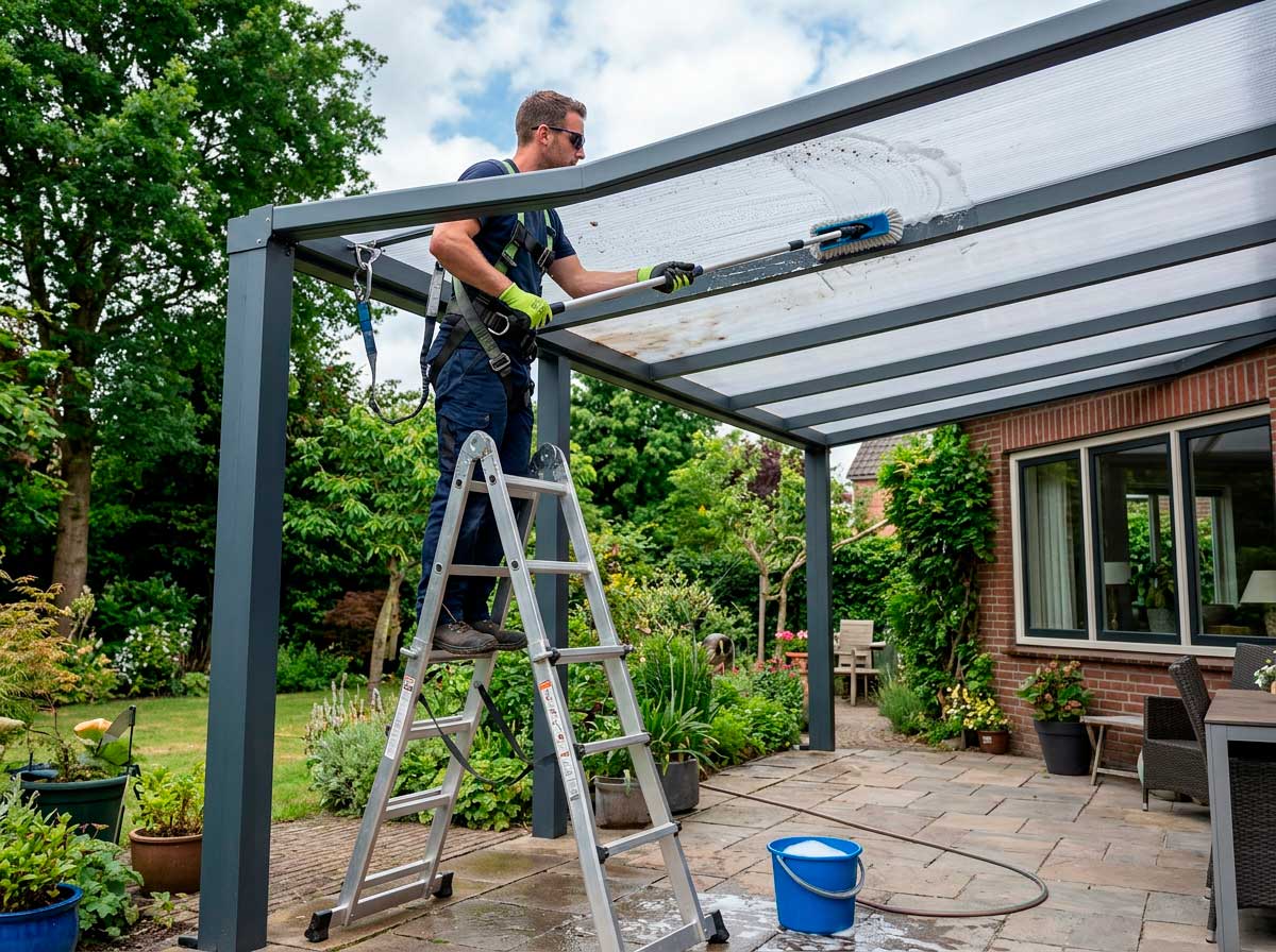 Limpieza-segura-de-un-techo-de-policarbonato-con-escalera-y-herramientas-suaves.jpg
